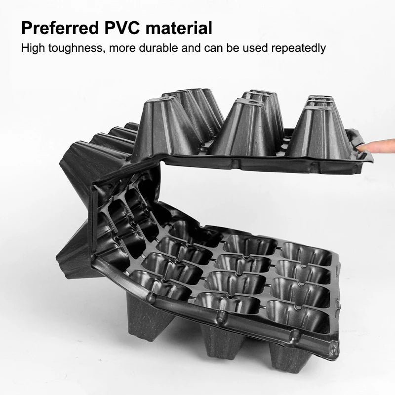 Z. 10Pcs Seedling Trays Plastic Gardening Germination Trays Black Seedling Container Garden Supplies For Vegetable Flower