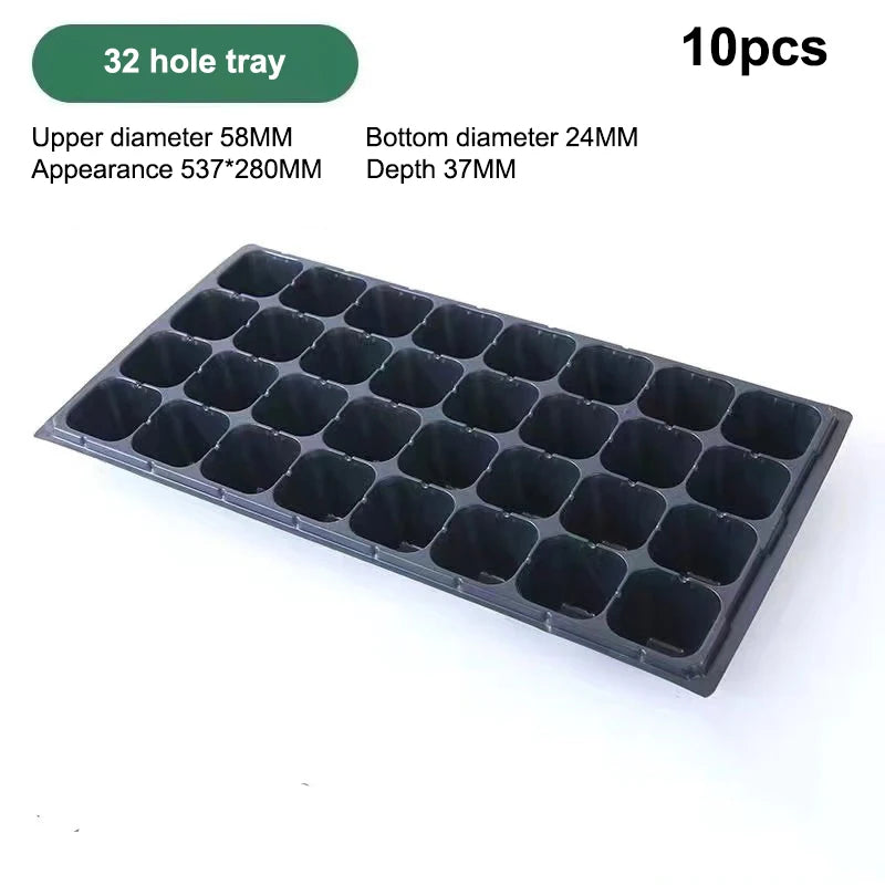 Z. 10Pcs Seedling Trays Plastic Gardening Germination Trays Black Seedling Container Garden Supplies For Vegetable Flower