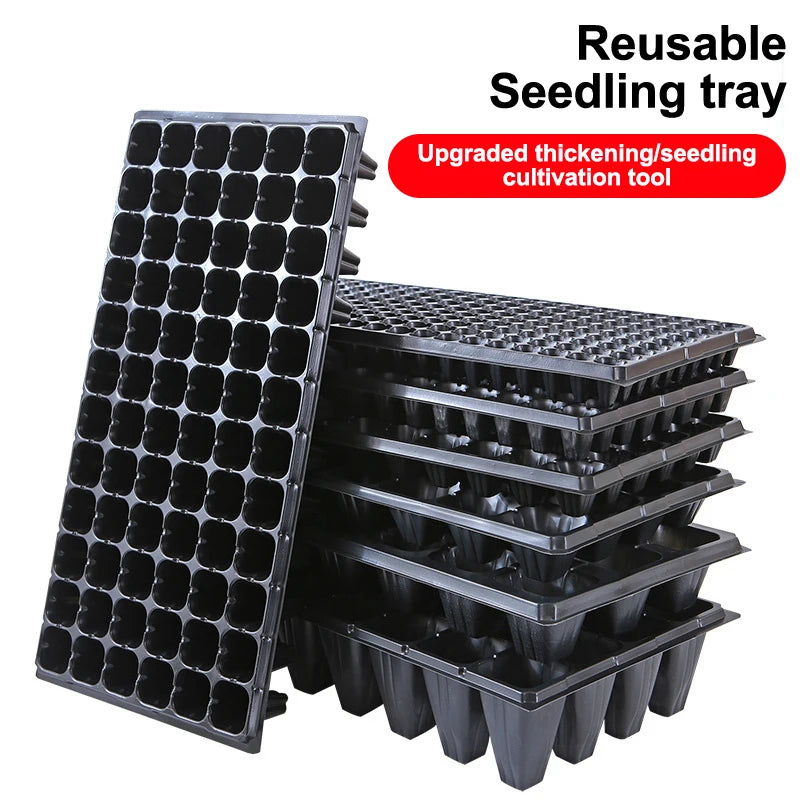 Z. 10Pcs Seedling Trays Plastic Gardening Germination Trays Black Seedling Container Garden Supplies For Vegetable Flower