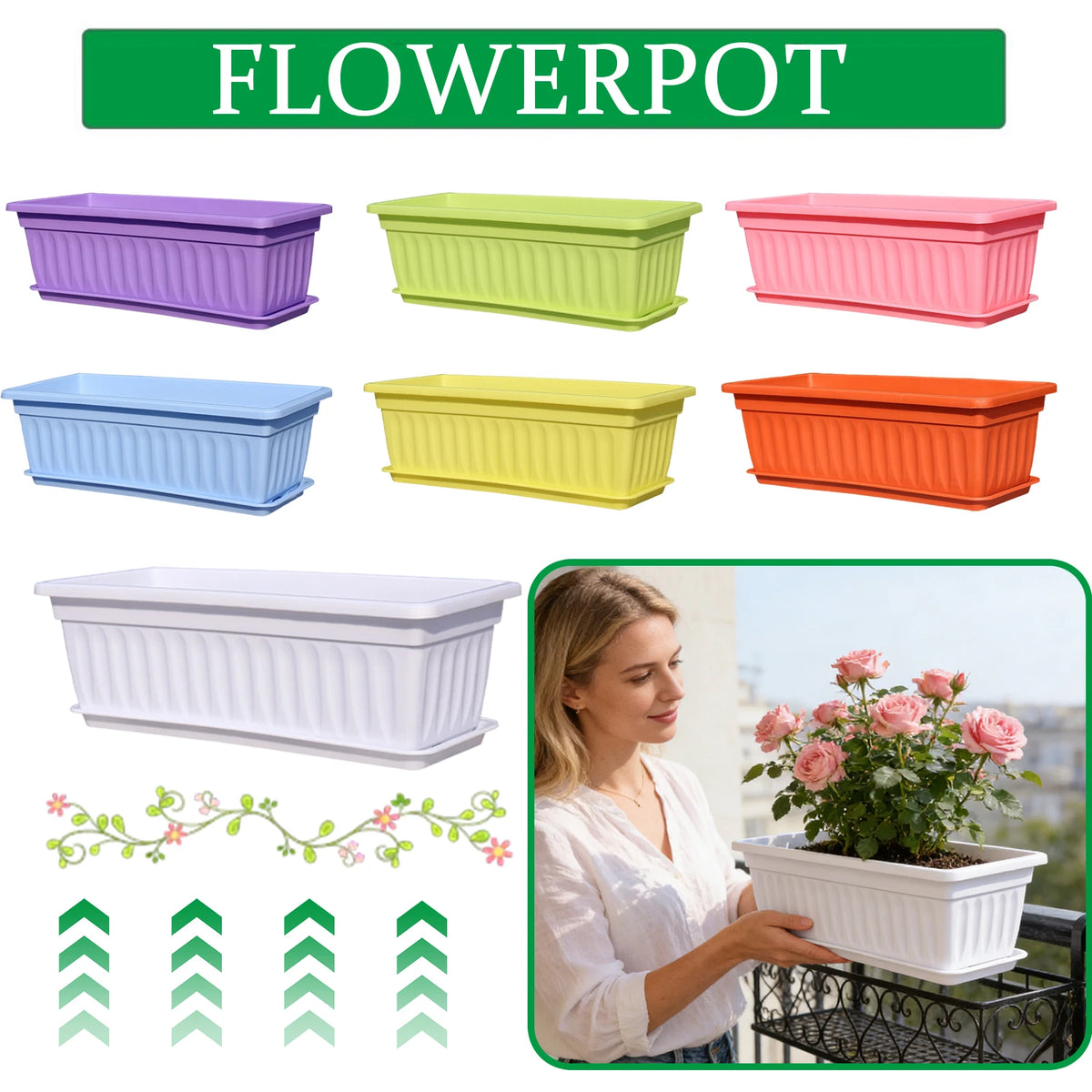 Plastic Vegetable Planters Rectangular Flowerpots For Balcony Indoor Gardening Breathable Plants Pots Garden Tools